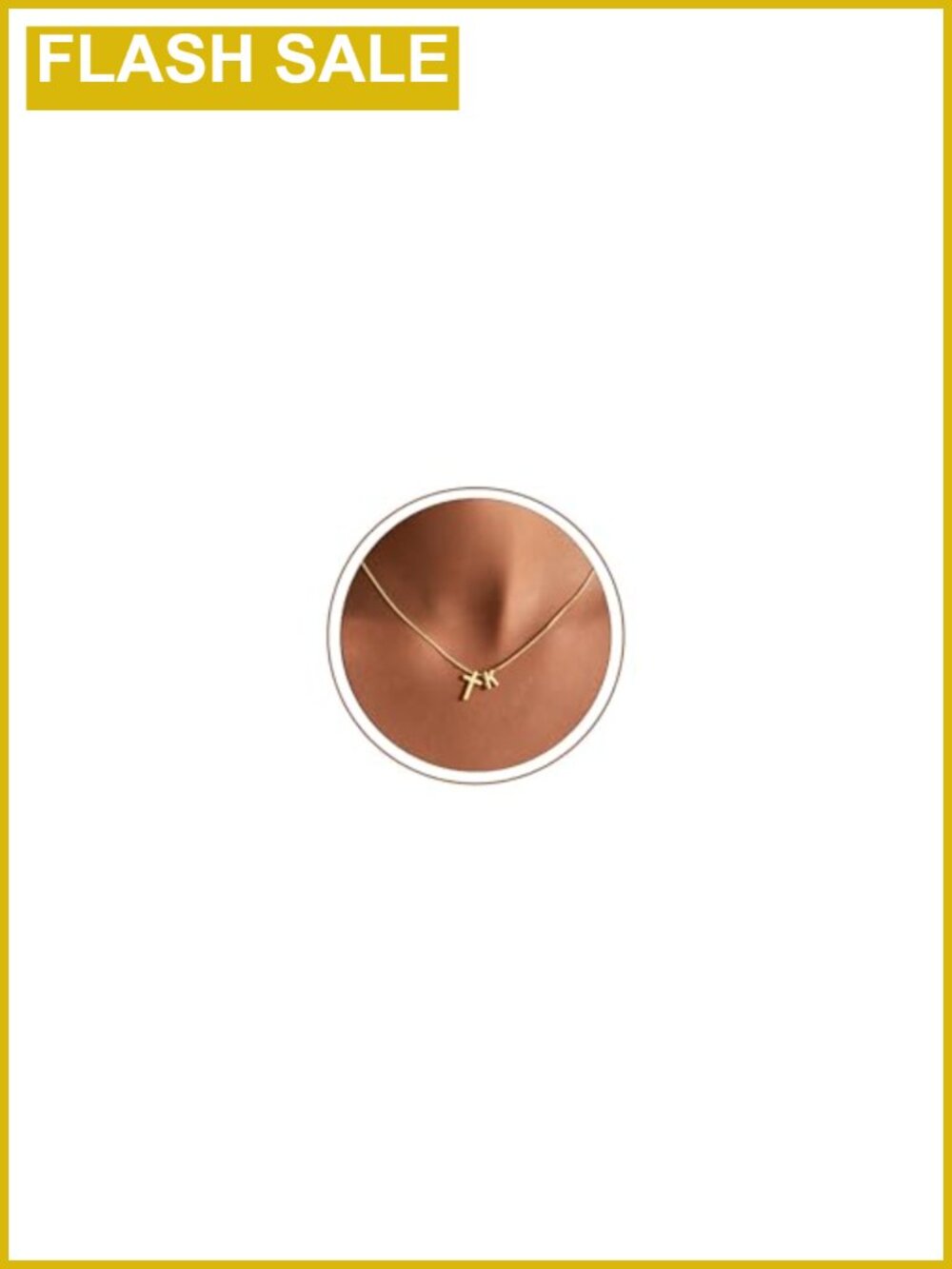 Turandoss Initial Cross Necklace 14k Gold Plated Women Christian Gift